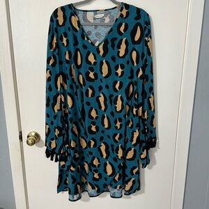 Southern Stitch cheetah dress with bell tassel sleeves